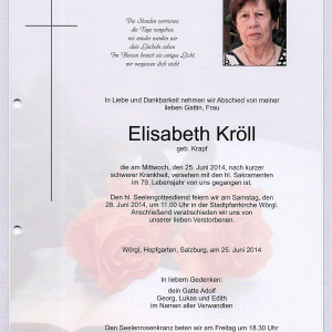 Kröll Elisabeth Geb. Krapf